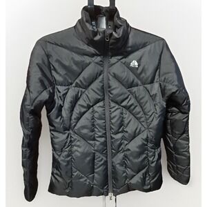 Nike Womens M Black Goose Down ACG Puffer Jacket Pockets Outdoor Ski Hiking Warm